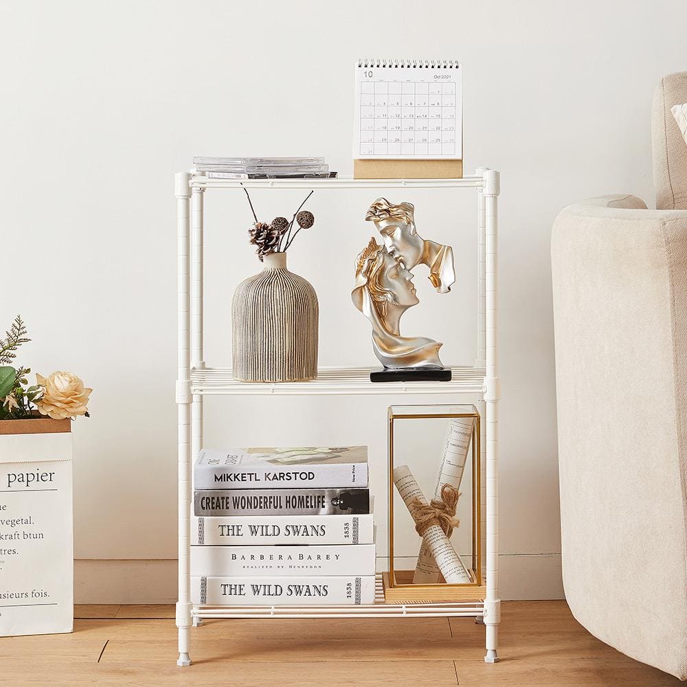 White 3-Tier Steel Powder Coating Wire Garage Storage Shelving Unit (18 in. W x 26 in. H x 12 in. D) - Hercitys