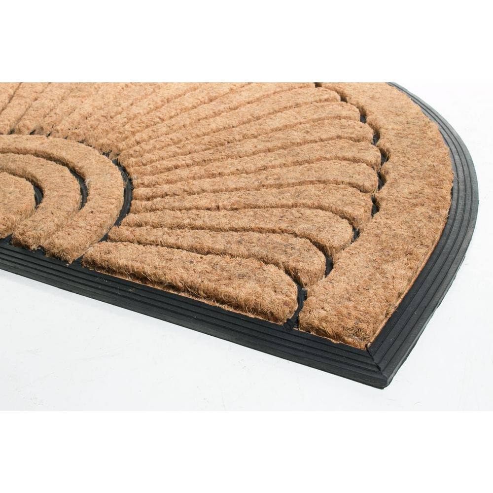 Sunrise 30 in. x 18 in. Natural Brushed Rubber Backed Coir Door Mat - Hercitys