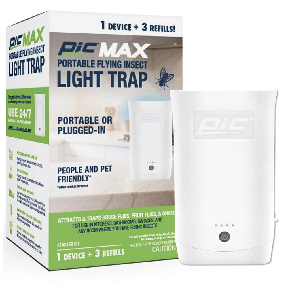 Flying Insect Dual Portable Plug in Trap, Attracts and Traps House Flies, Fruit Flies, and Gnats (1 Base Plus 3 Refills) - Hercitys