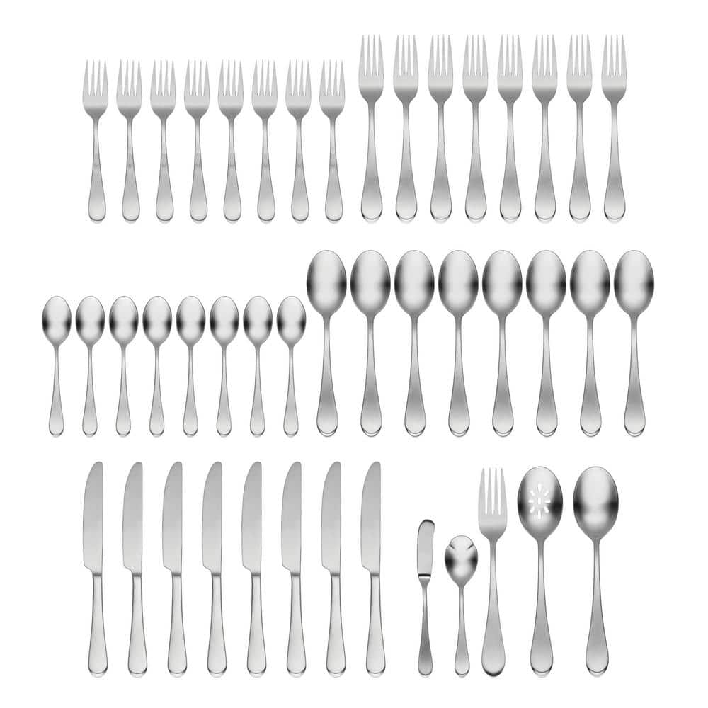 Satin Icarus 45-Piece Silver 18/0-Stainless Steel Flatware Set (Service For 8) - Hercitys