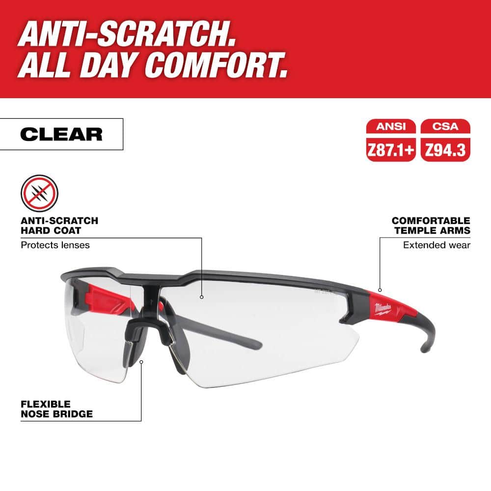Safety Glasses with Clear Anti-Scratch Lenses and Safety Glasses with Tinted Anti-Scratch Lenses (6-Pack) - Hercitys