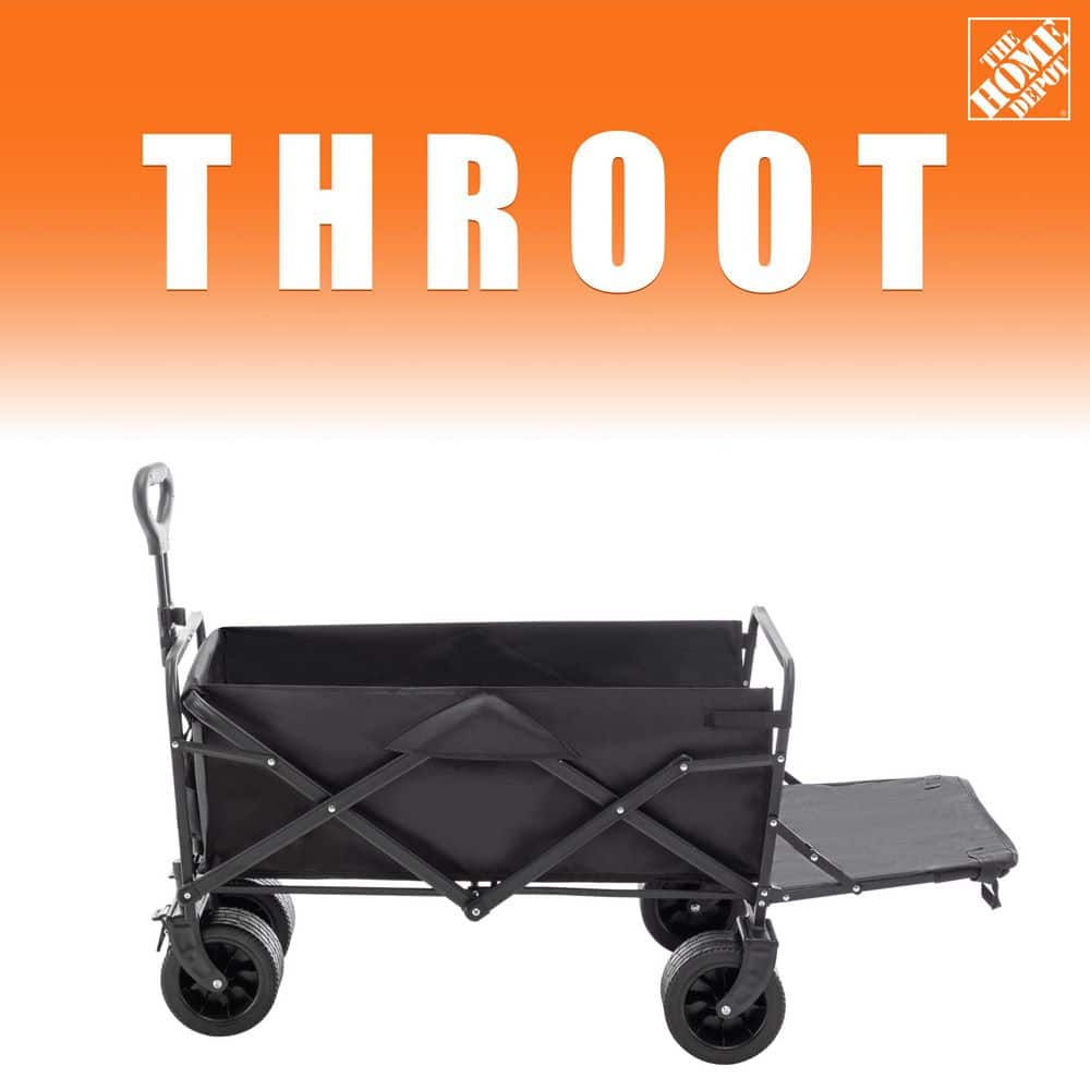 7 cu. ft. (36 in. x 21 in. x 20 in.), Metal Oversized Outdoor Folding Utility Wagon, Garden Cart, Black - Hercitys