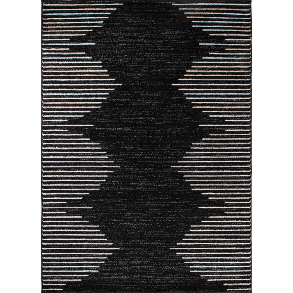 Black 5 ft. x 7 ft. Bohemian Stripe Area Rug - Hercitys