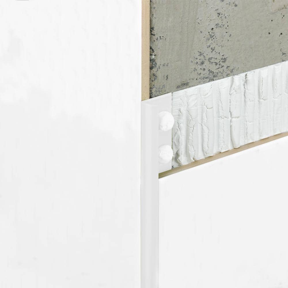 Novocanto White 1/2 in. x 98-1/2 in. Aluminum Tile Edging Trim - Hercitys