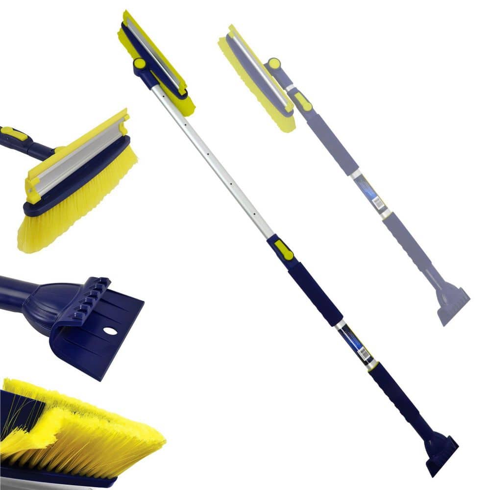 Ultra Duty Extendable 43-63 in. Swivel Head Snow Brush with 5 in. Ice Scraper and Squeegee - Hercitys