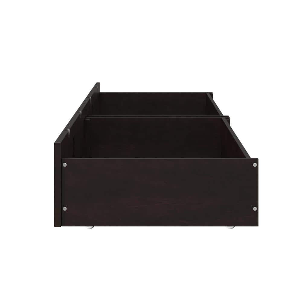 Espresso Dark Brown Size (36 3/8 In. Wide, 23 3/8 in. Depth, 10 1/4 in. Height) Roller Bed Drawers (Set of 2) - Hercitys