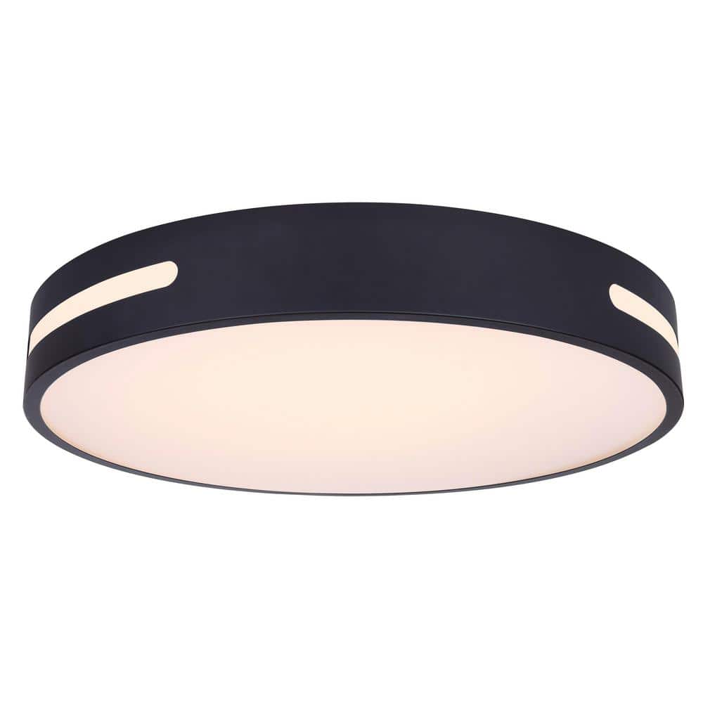 NIVEN 20 in. 1 Light Integrated LED Black Modern Flush Mount with Frosted Acrylic Shade - Hercitys