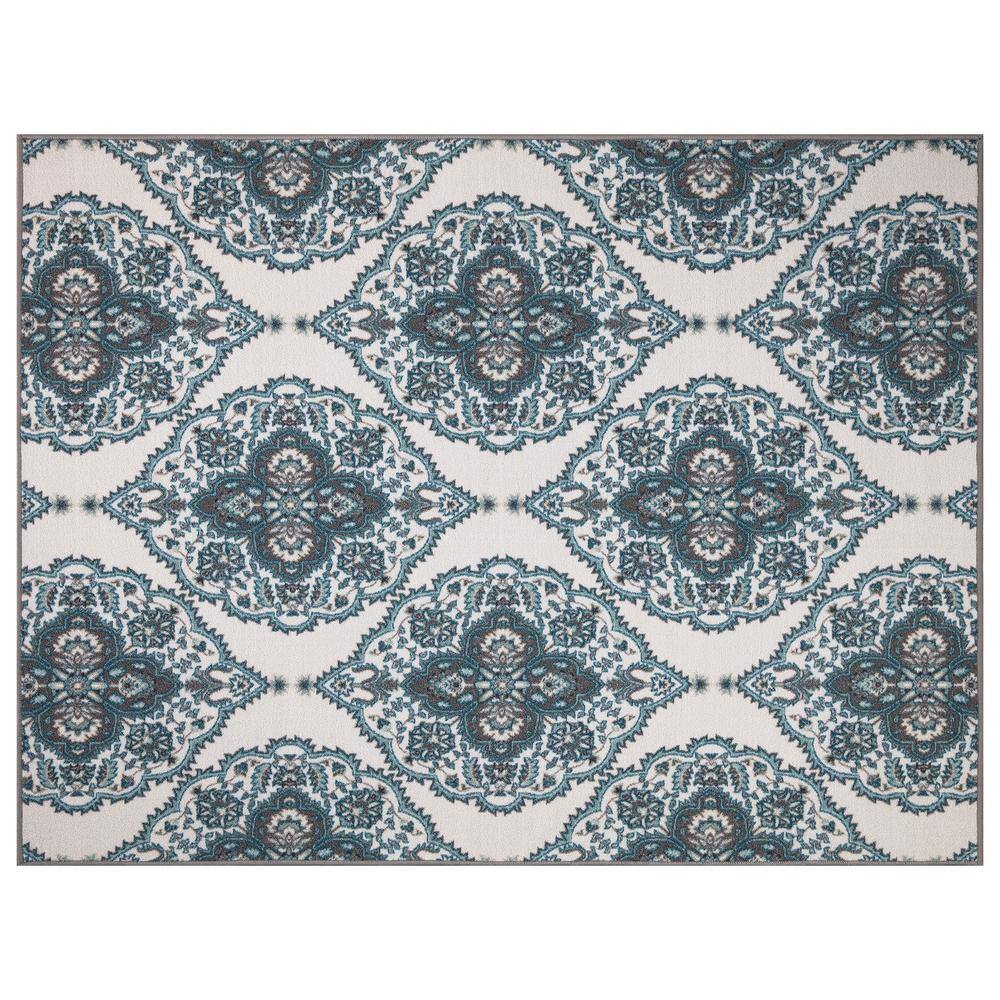Ottohome Collection Non-Slip Rubberback Modern Moroccan 5×7 Indoor Area Rug, 5 ft. x 6 ft. 6in., Off-White - Hercitys