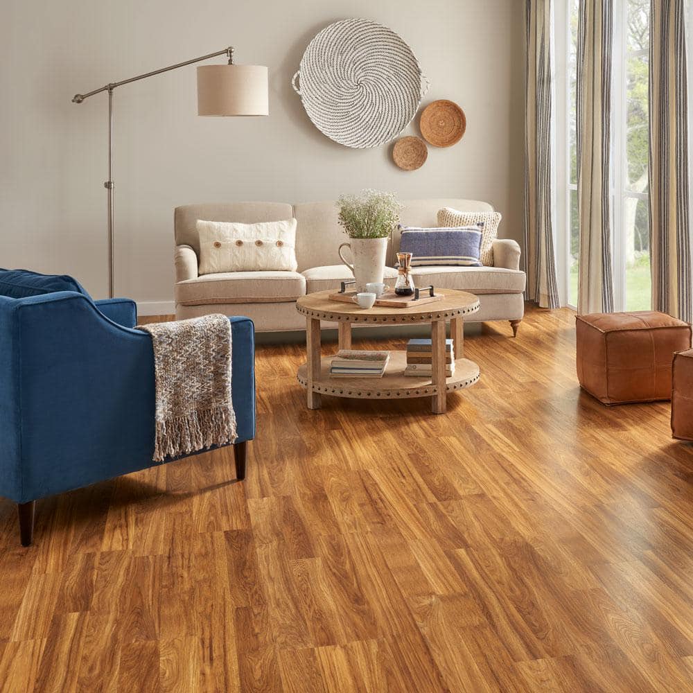 XP Groveport Hickory 10 mm T x 7.4 in. W Water Resistant Laminate Wood Flooring (19.63 sq. ft./case) - Hercitys