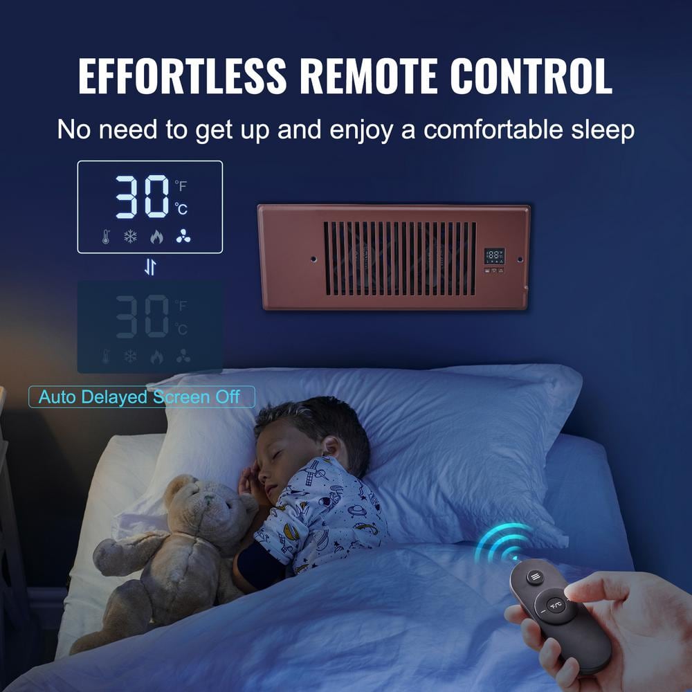 Register Booster Fan, Quiet Fan Fits 4 x 12 in. Register Holes, Adjustable Speed for Heating Cooling Smart Vent, Brown - Hercitys