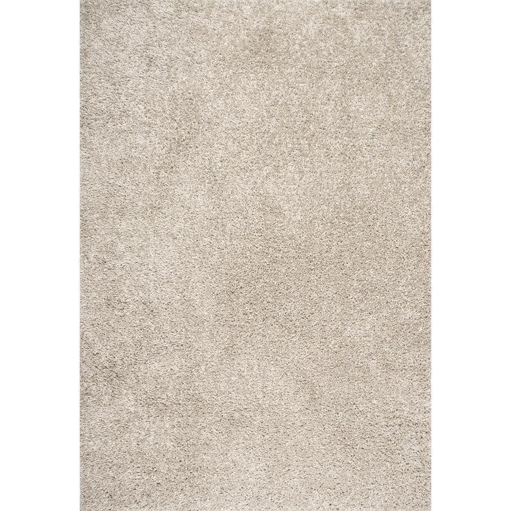Kara Solid Shag Beige 8 ft. 10 in. x 12 ft. Area Rug - Hercitys