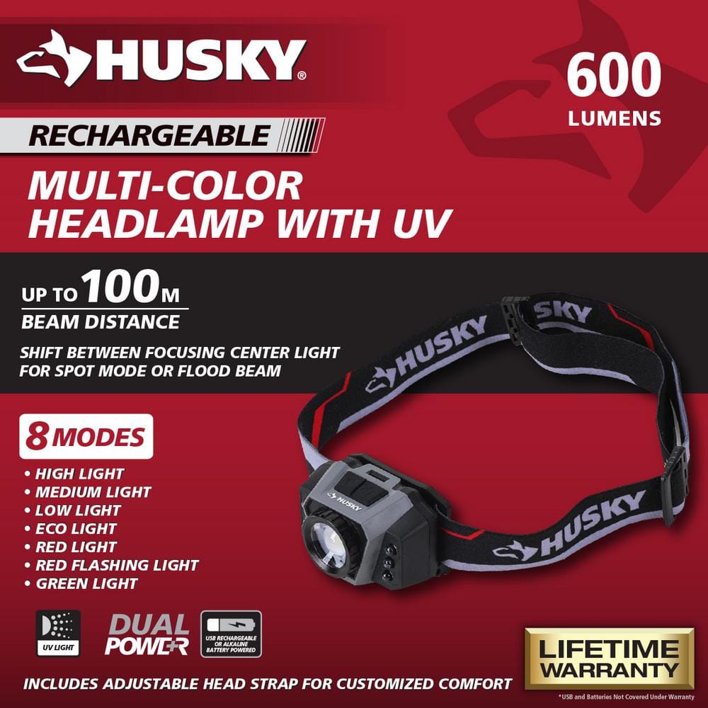 600 Lumens Dual Power Twist to Focus Rechargeable Headlight - Hercitys
