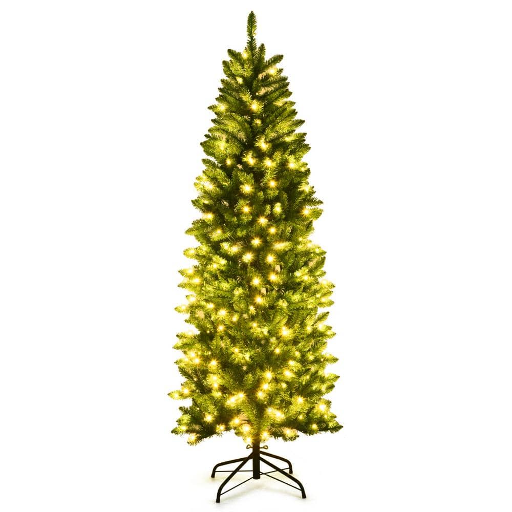 6 ft. Pre-Lit LED Slim Fraser Fir Artificial Christmas Tree with 250 Constant White Lights - Hercitys