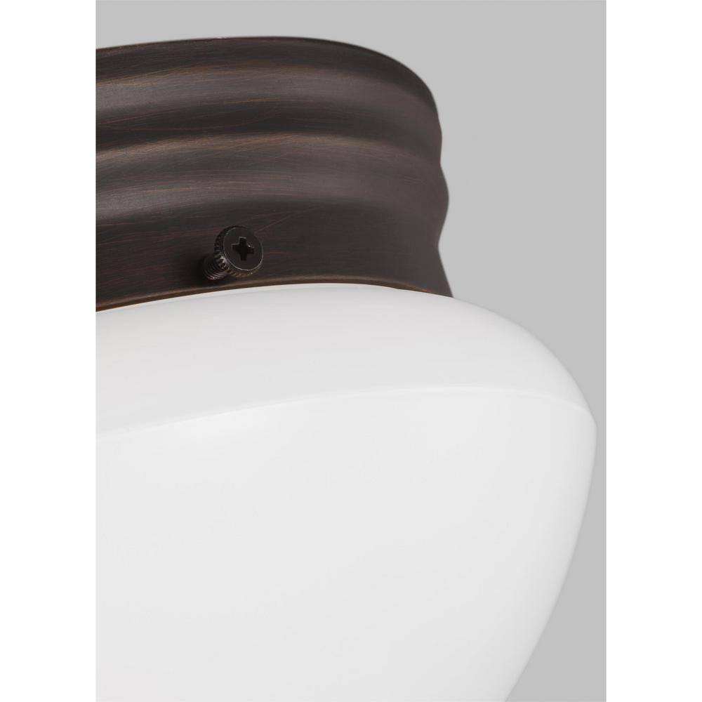 Webster 7.75 in. 1-Light Bronze Classic Flush Mount with White Glass Shade - Hercitys