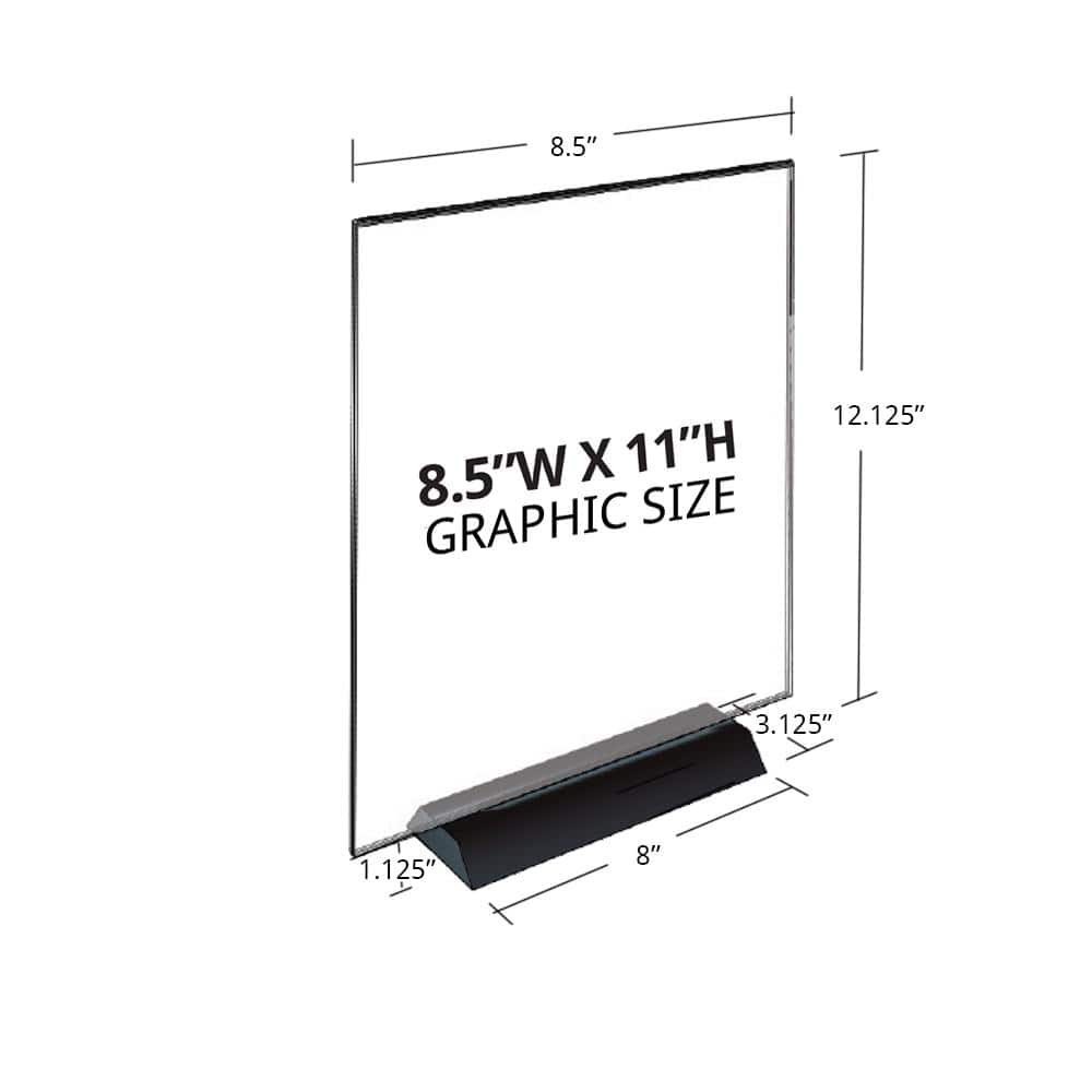 8.5 in. x 11 in. Acrylic Sign Holder on Weighted Black Base (Pack of 2) - Hercitys