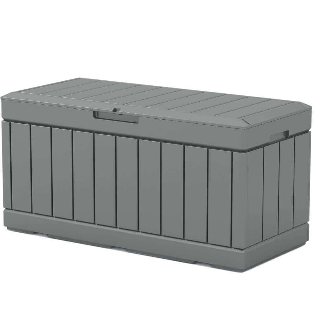 90 gal. Waterproof Resin Plastic Deck Box, Outdoor Storage Container For Patio Garden Furniture, Grey - Hercitys