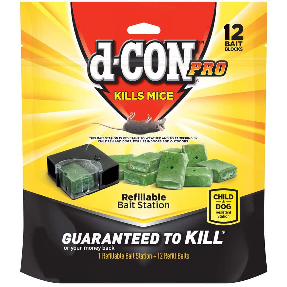 Refillable Corner Fit Mouse Bait Station, 1 Trap + 12 Baits - Hercitys