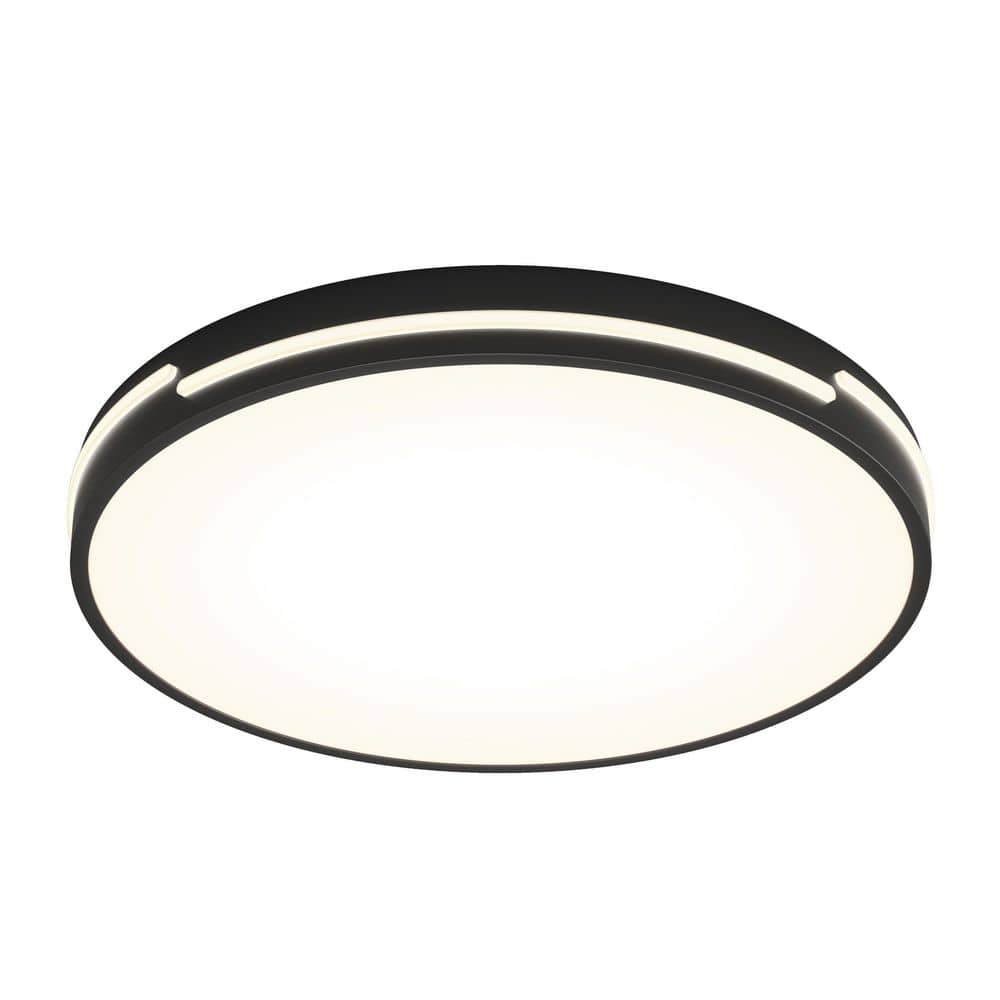 Delray 15 in. 1-Light Modern Black Integrated LED 5 CCT Flush Mount Ceiling Light Fixture for Kitchen or Bedroom - Hercitys