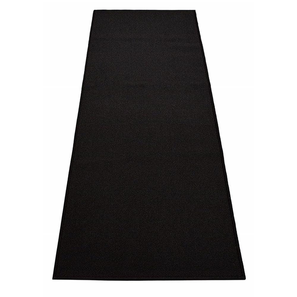 Rubber Collection Solid Black 26 in. Width x Your Choice Length Custom Size Runner Rug - Hercitys