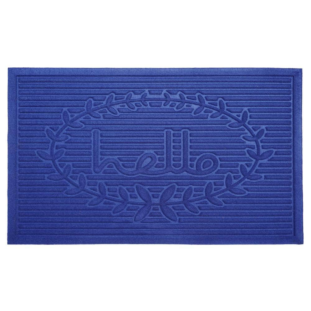 Poly Hello Indoor/Outdoor Mat, 24″ x 36″, Blue - Hercitys