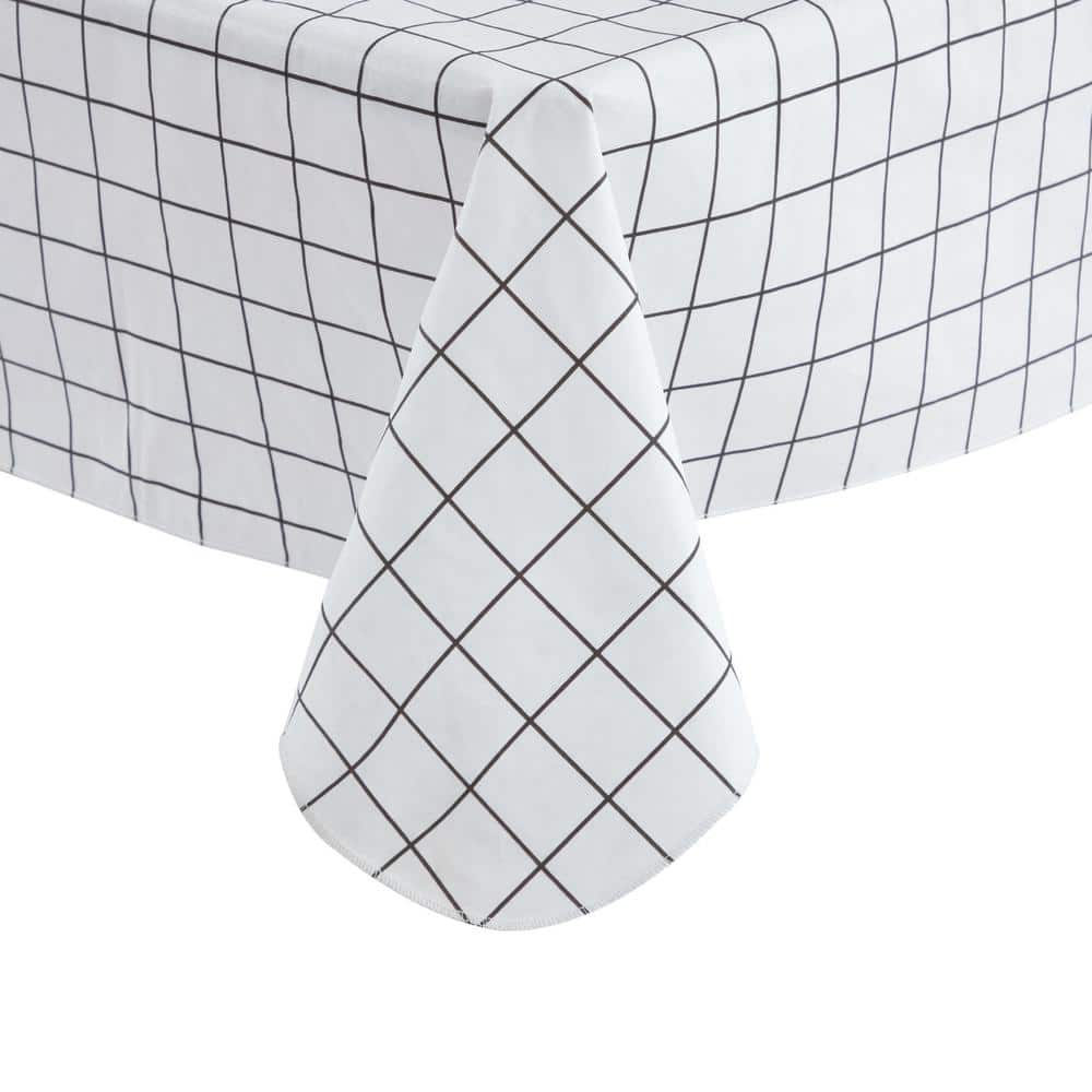 Raystar 60 in. x 84 in Black and White Plaid PEVA Tablecloth Vinyl Tablecloth Party Waterproof Oilproof Tablecloth - Hercitys
