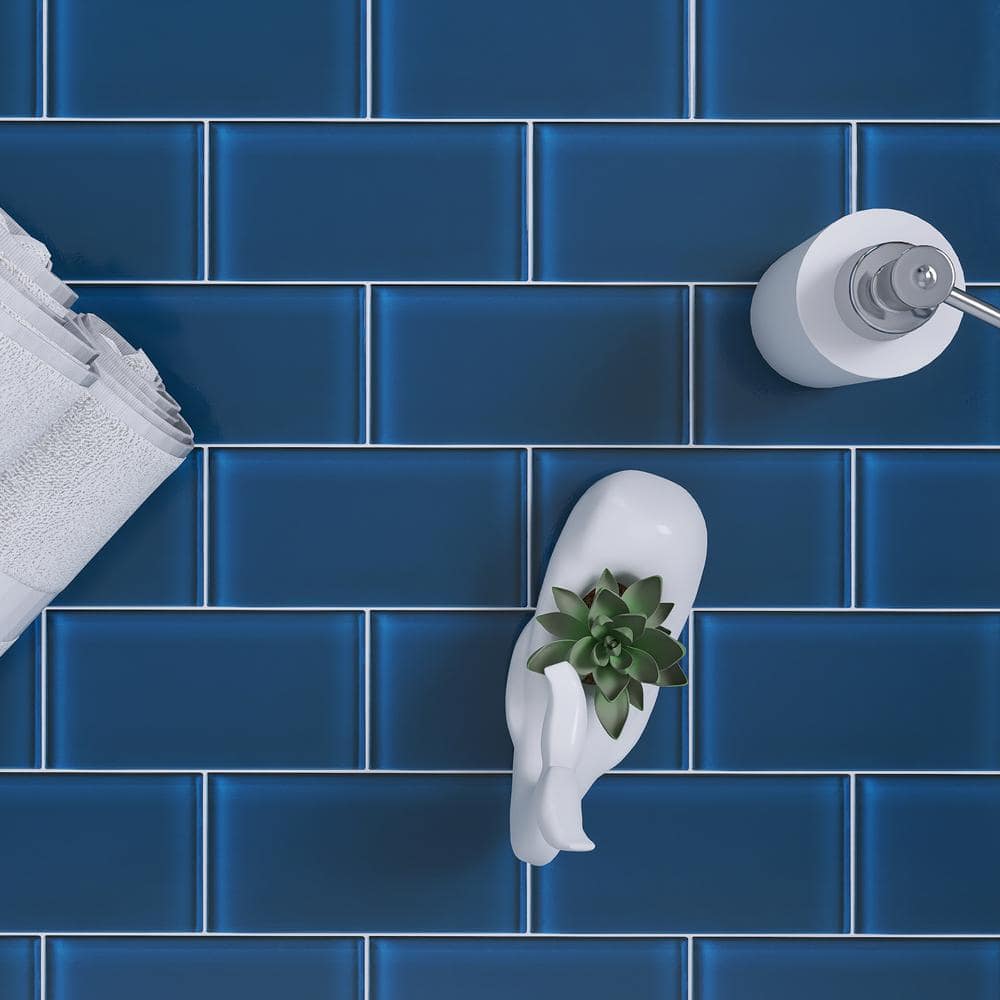 Crystile Turquoise 3 in. X 6 in. Glossy Glass Subway Tile (10 sq. ft./Case) - Hercitys