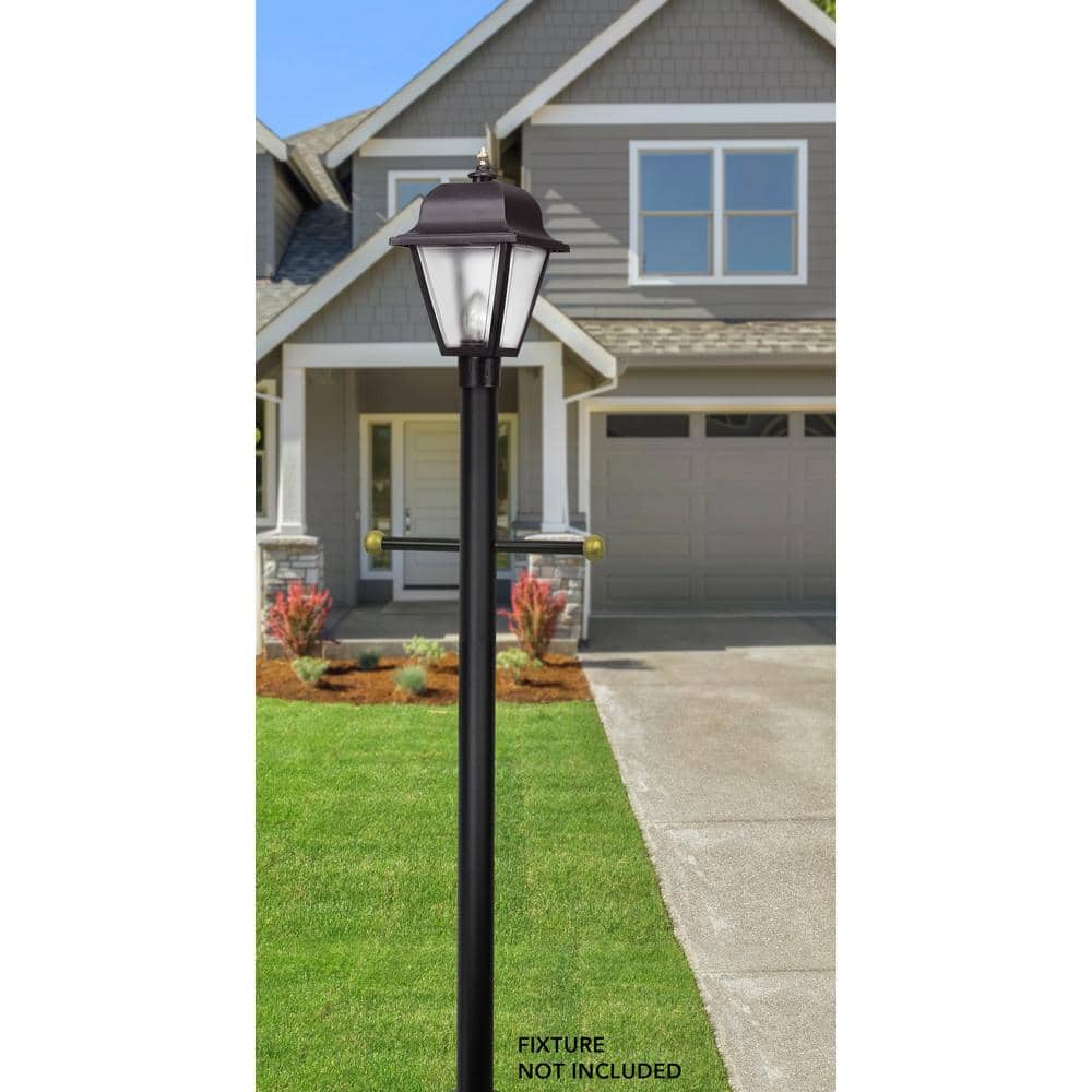 7 ft. Black Outdoor Direct Burial Aluminum Lamp Post with Cross Arm fits Most Standard 3 in. Post Top Fixtures - Hercitys