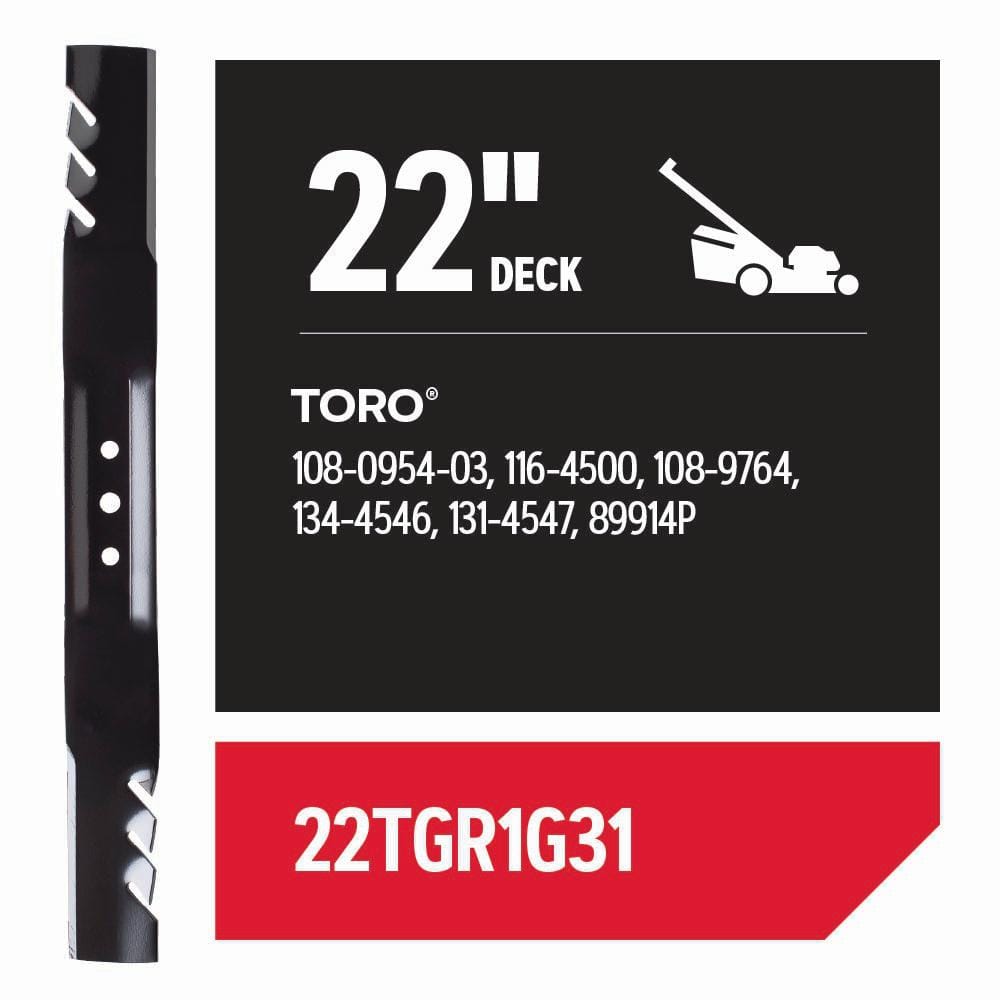 Lawnmower Gator Blades for 22 in. Deck, Fits Toro/Exmark Push Mowers, set of 1 (22TGR1G31) - Hercitys