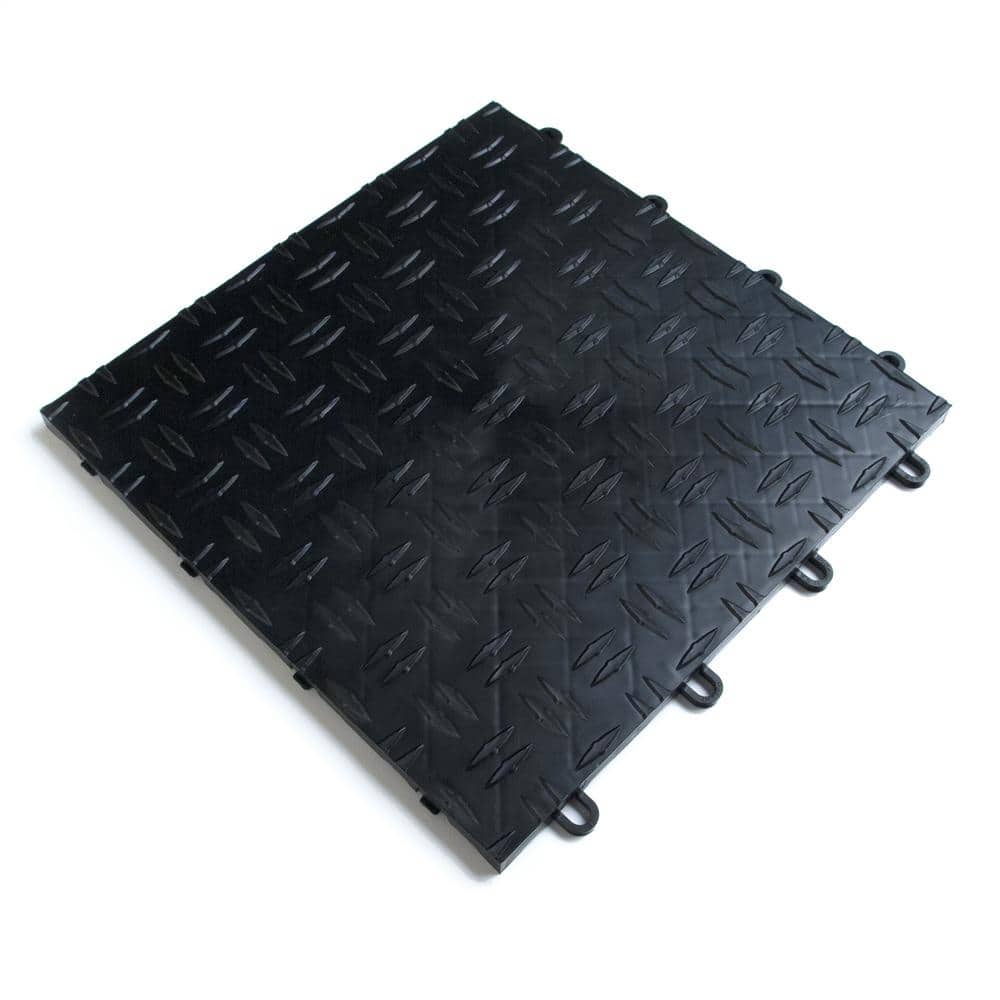 Diamond Black 12 in. x 12 in. x 0.5 in. Modular Garage Flooring Tile 48 Pack Covers 48 sq. ft. - Hercitys