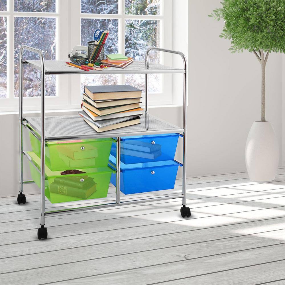 Steel Multi-Functional Shelves Rolling Storage Cart with 4 Drawers - Hercitys