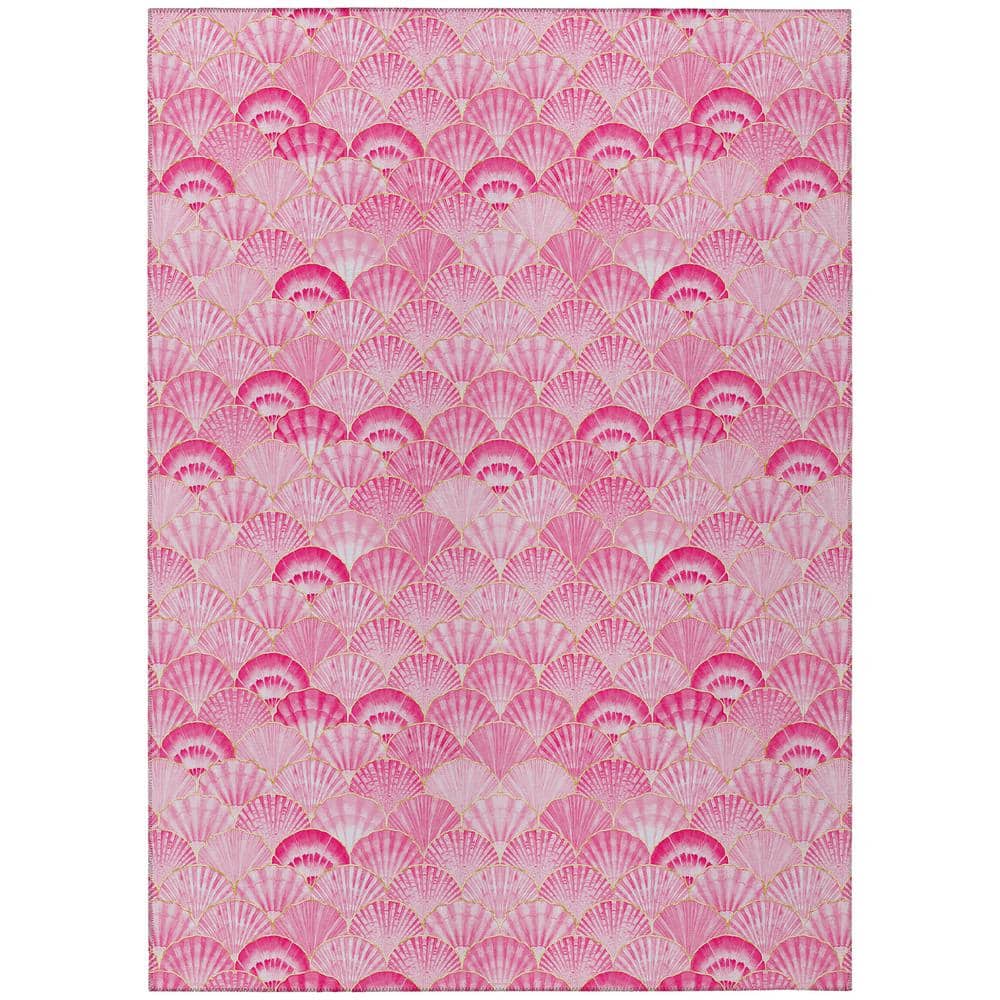 Surfside Pink 5 ft. x 7 ft. 6 in. Geometric Indoor/Outdoor Area Rug - Hercitys