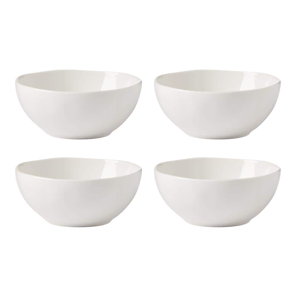 Bay Colors White 20 fl. oz. White Bone China Bowl (Set of 4) - Hercitys