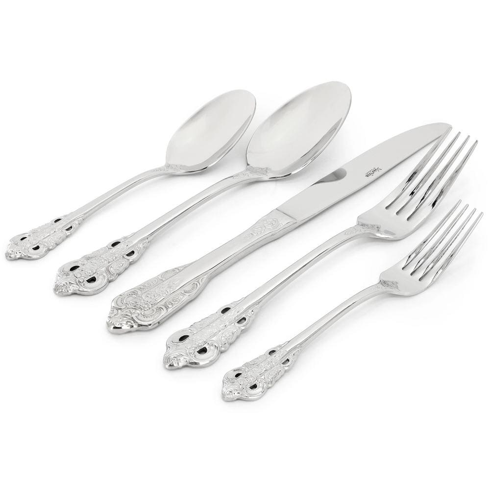 Perrine 20 Piece Stainless Steel Flatware Set in Silver - Hercitys