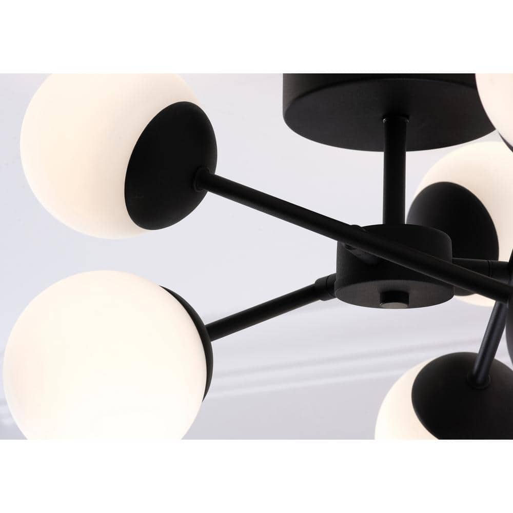 Pearl 16 in. 5-Light Black LED Semi-Flush Mount - Hercitys