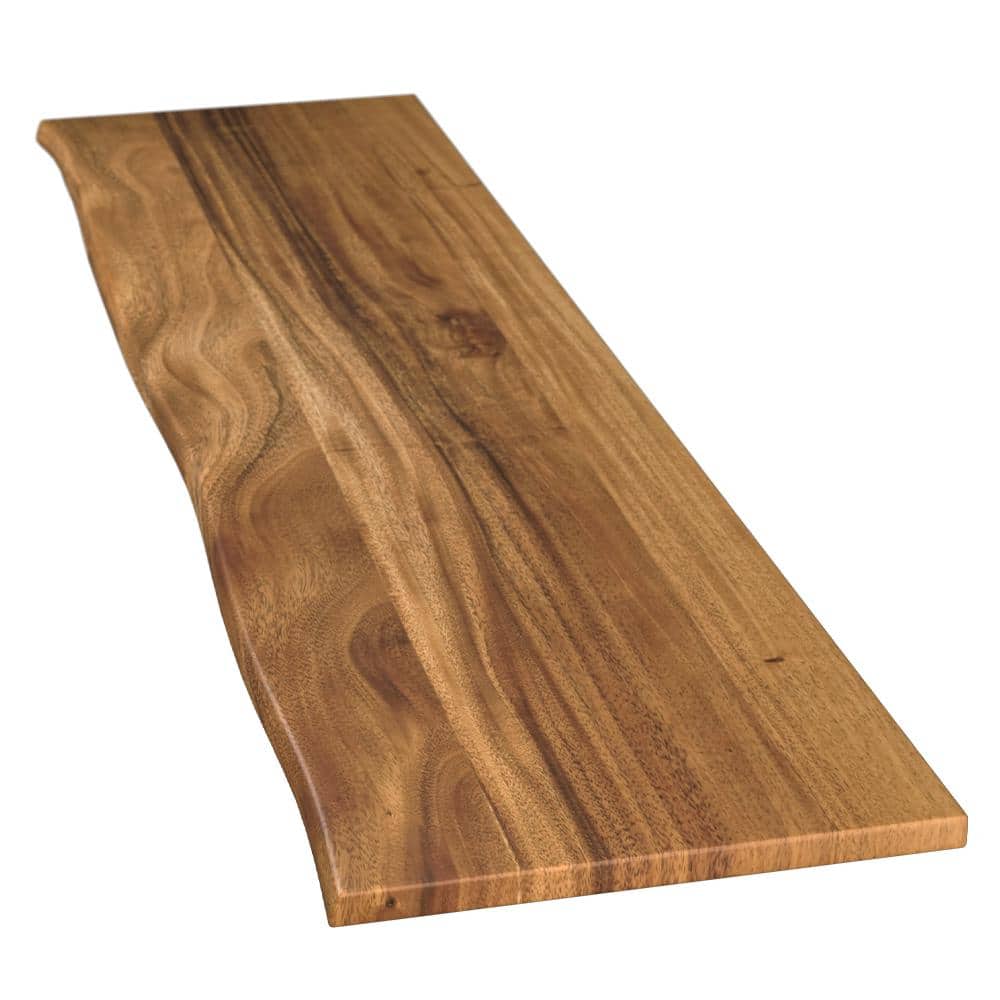 8 ft. L x 25 in. D Finished Saman Solid Wood Butcher Block Standard Countertop in With Live Edge - Hercitys