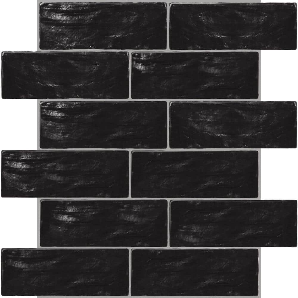 Black 2.5 in. x 8 in. Polished and Honed Ceramic Subway Wall Tile (5.38 sq. ft./Case) - Hercitys