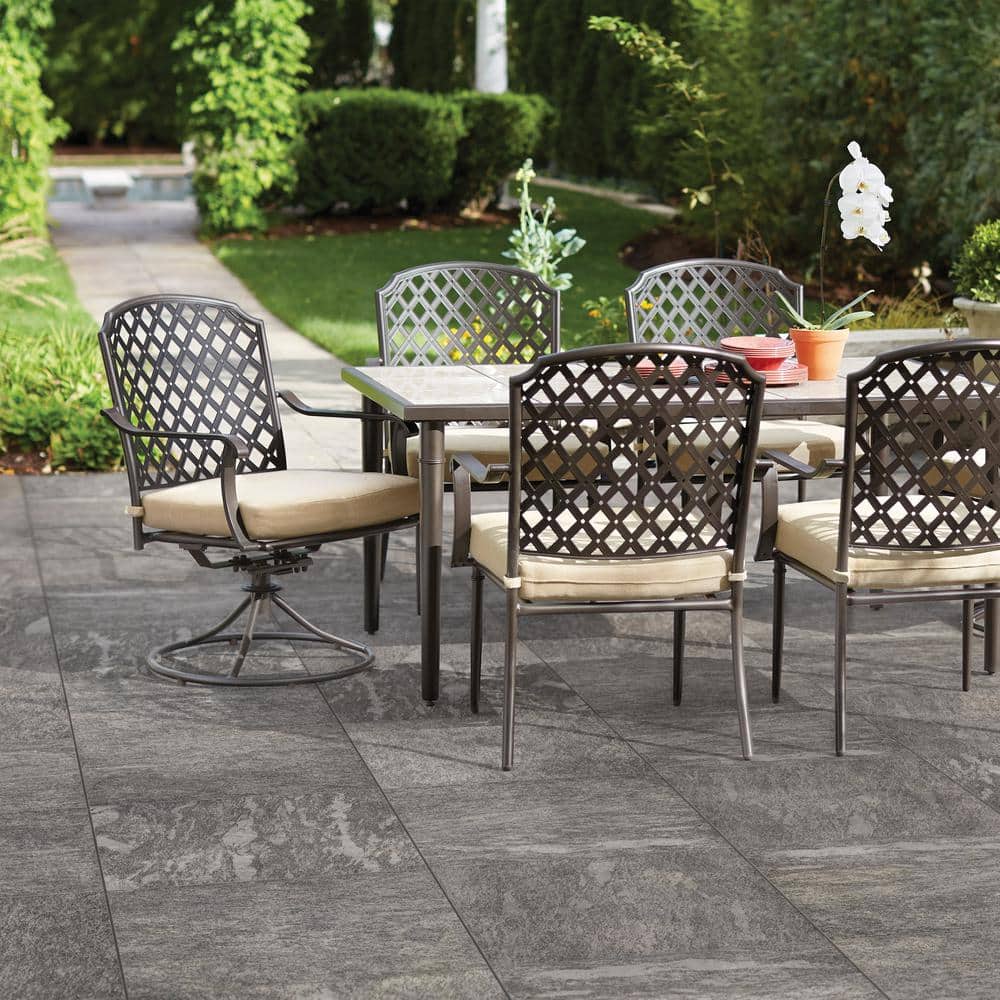 Alpe Gray 24 in. x 24 in. x 0.75 in. Quartzite Stone Look Porcelain Paver - Hercitys