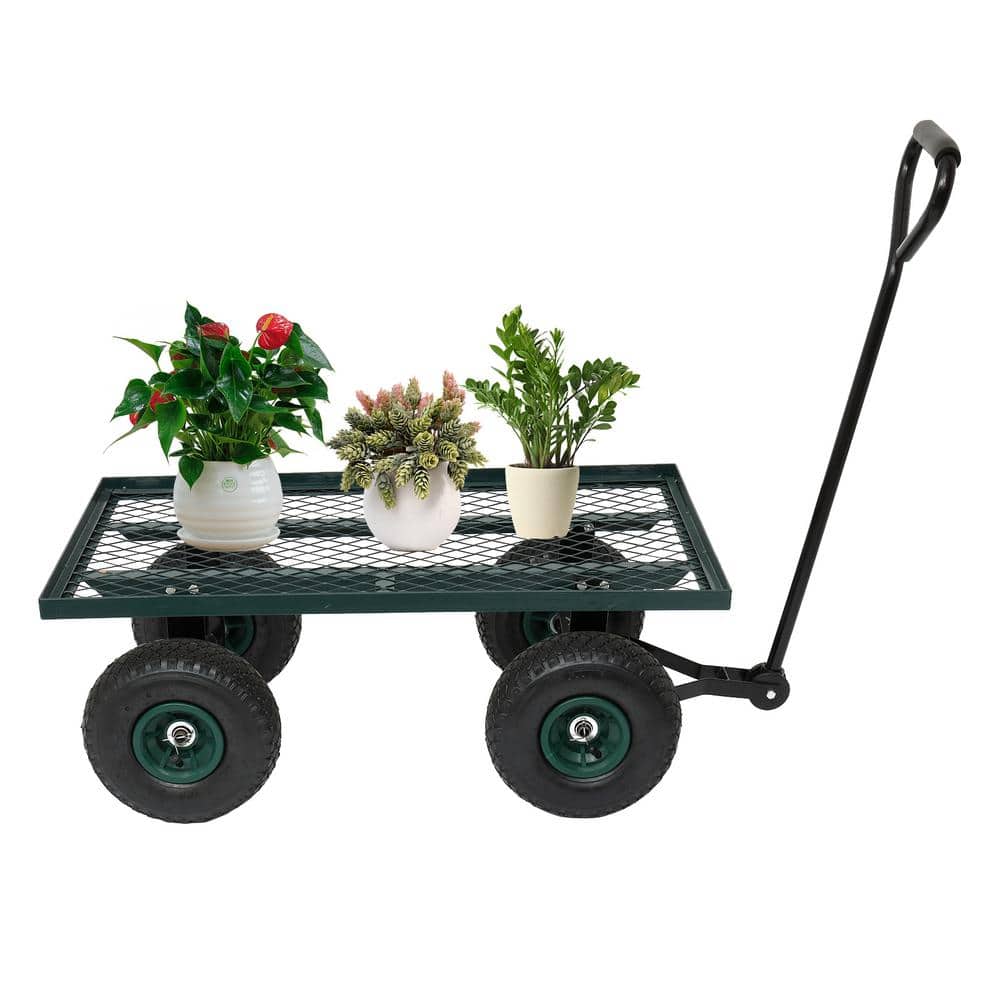 Steel Rectangle Garden Cart with 4 Wheels - Hercitys