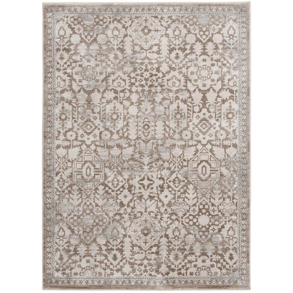 Skyline Light Brown/Beige 5 ft. x 7 ft. Floral Area Rug - Hercitys