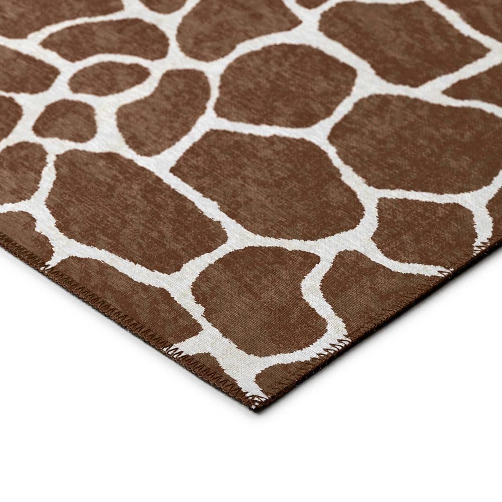 Safari Brown 5 ft. x 7 ft. 6 in. Indoor/Outdoor Washable Indoor/Outdoor Washable Rug - Hercitys