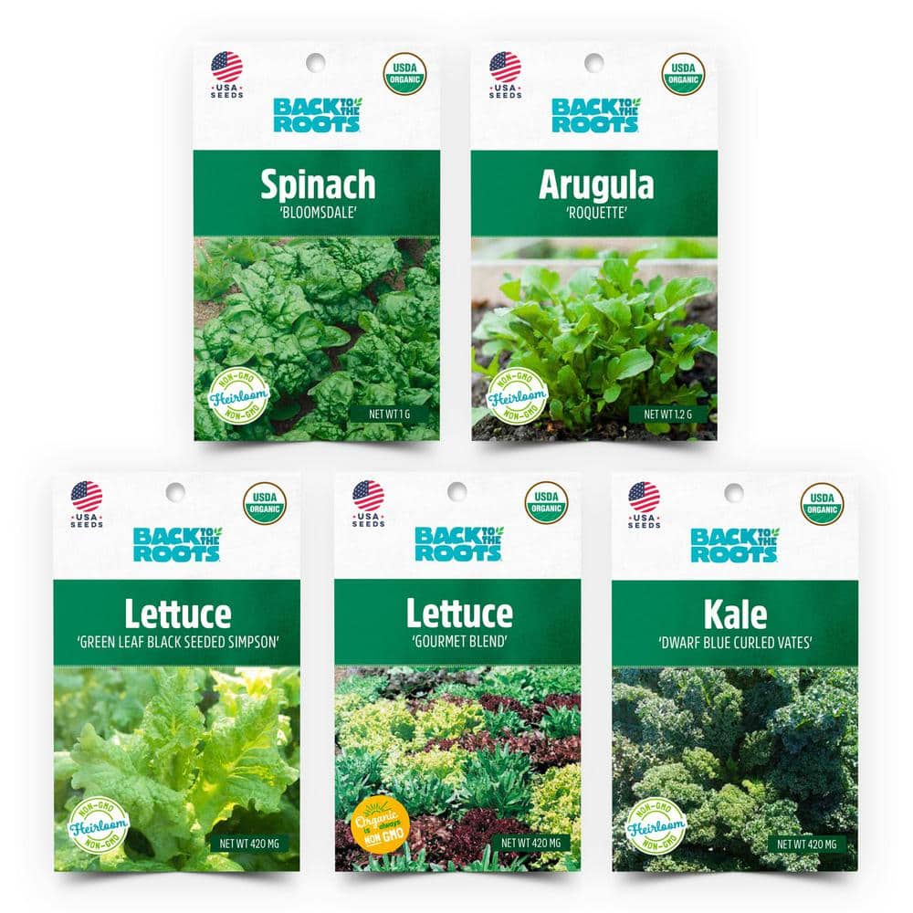 Organic Leafy Greens Vegetable Seeds Variety (5-Pack) - Hercitys