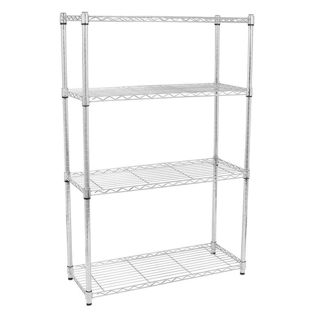 Silver 4-Tier Heavy Duty Steel Freestanding Garage Storage Shelving Unit (13.78 in. W x 47.24 in. H x 35.43 in. D) - Hercitys