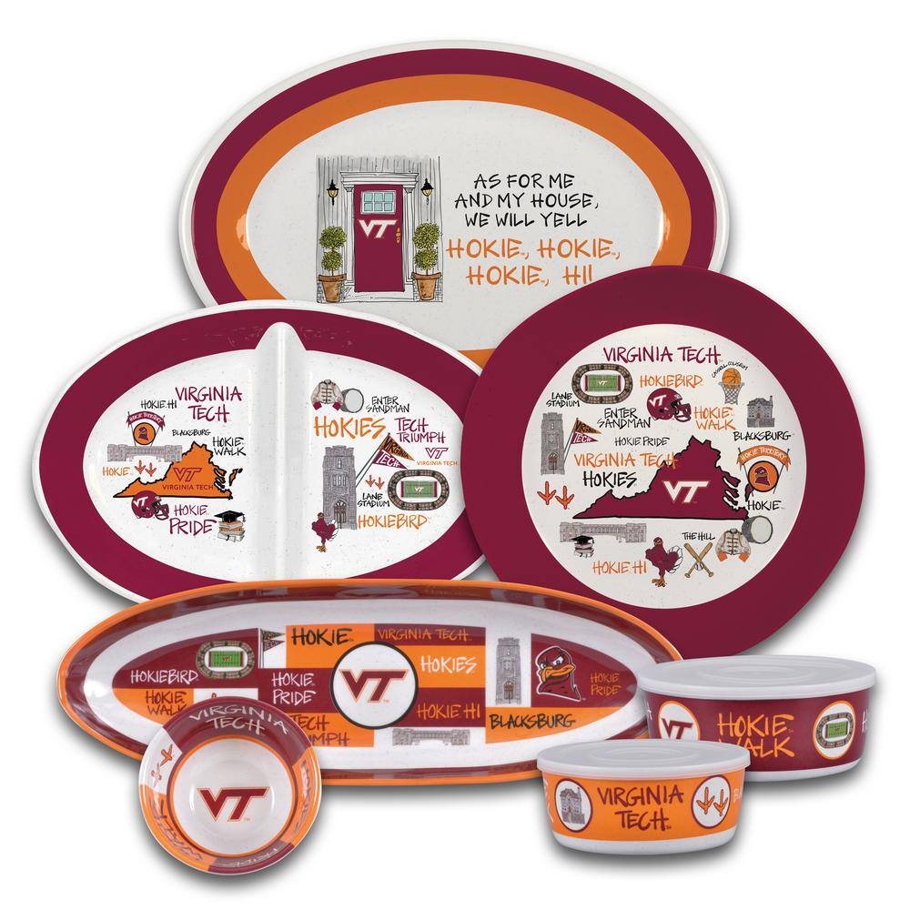 Virginia Tech 16.5 in. Assorted Colors 2 Section Melamine Serving Platter - Hercitys
