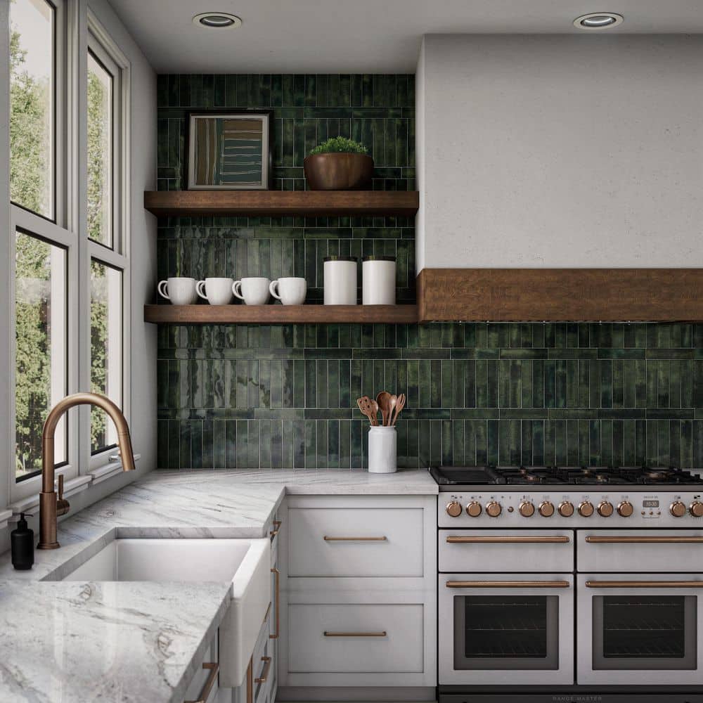 LuxeCraft Emerald 2 in. x 9 in. Glazed Porcelain Wall Tile (0.158 sq. ft/each) - Hercitys