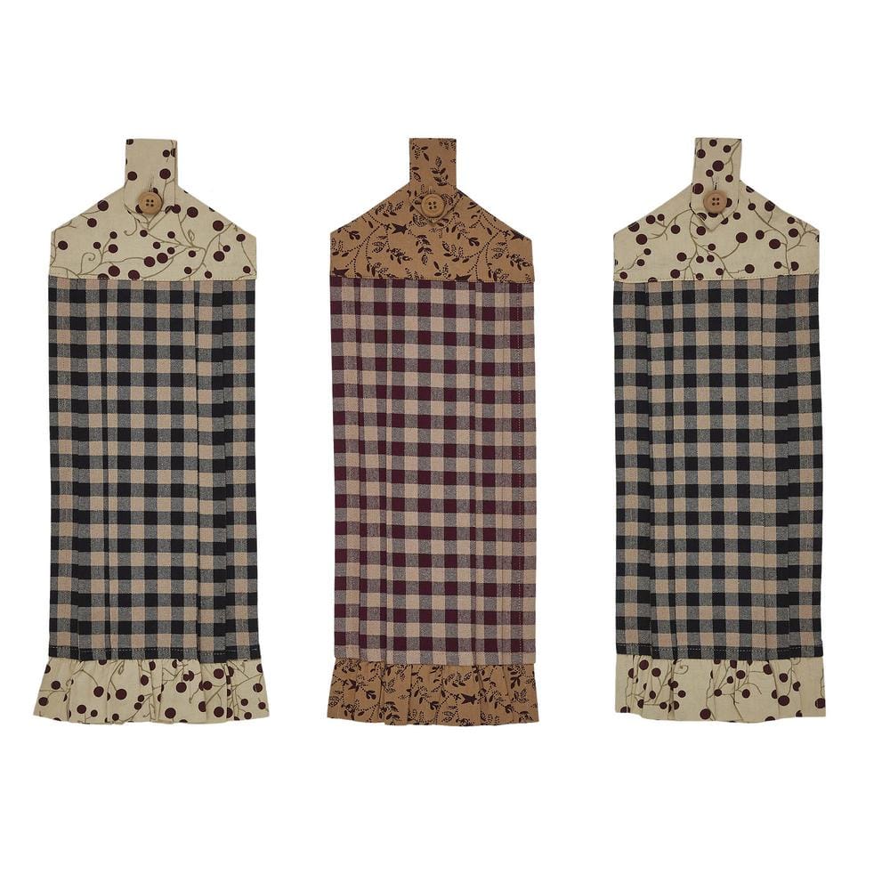 Pip Vinestar Mutil Checkered Button Loop Kitchen Tea Towel Set (Set of 3) - Hercitys