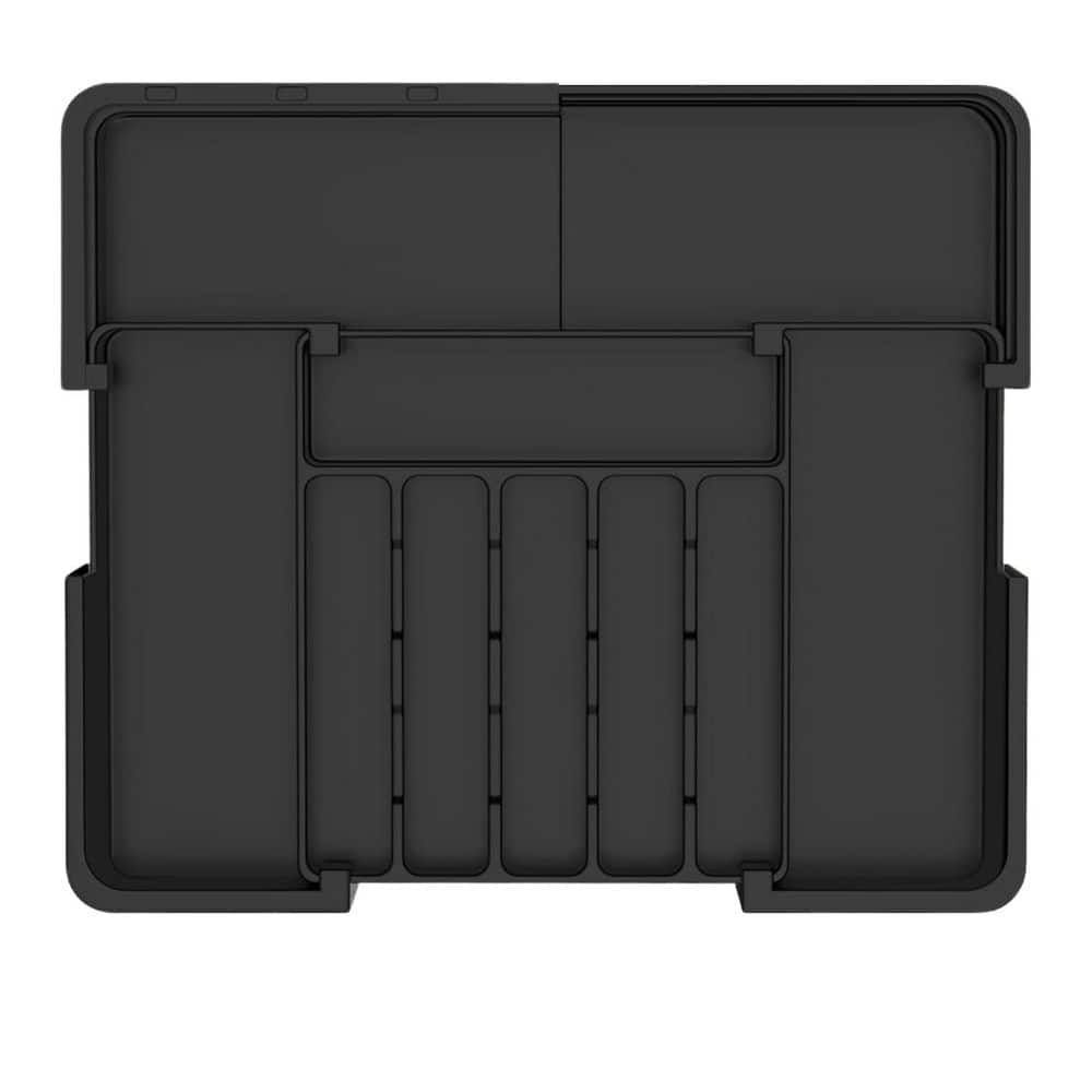 Silverware Organizer Expandable Adjustable Kitchen Utensil Drawer Tray Large BPA-Free Cutlery Storage Divider Black - Hercitys