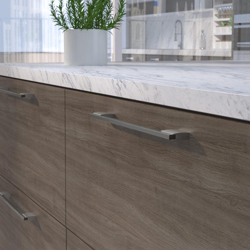 Bloomsbury Collection 12-5/8 in. (320 mm) Modern Brushed Black Nickel and Brushed Nickel Rectangular Cabinet Bar Pull - Hercitys