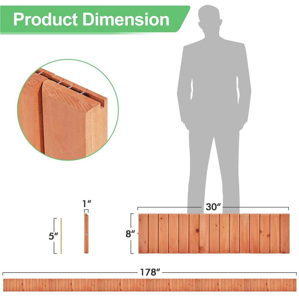 6-Pieces Outdoor Wooden Short Fences Wooden Landscape Border Edging - Hercitys