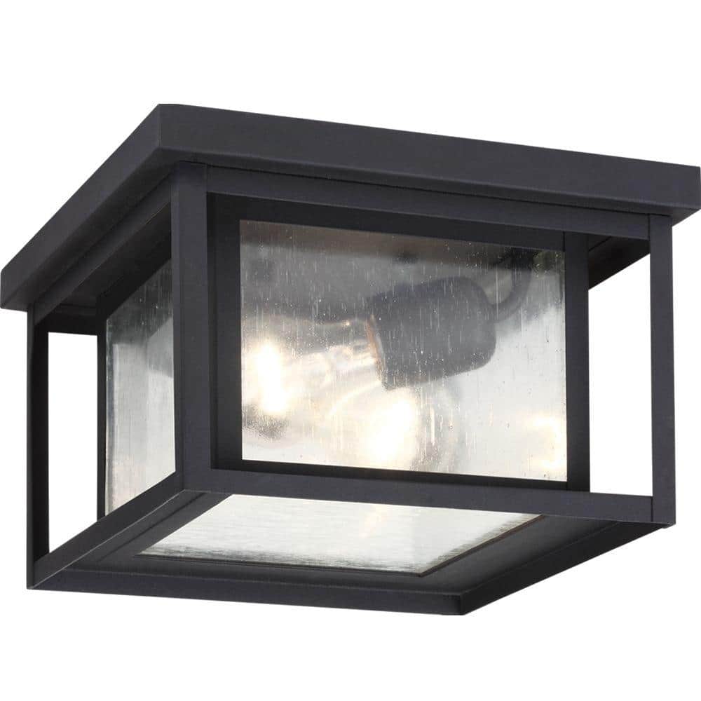 Hunnington 2-Light Outdoor Black Flush Mount - Hercitys