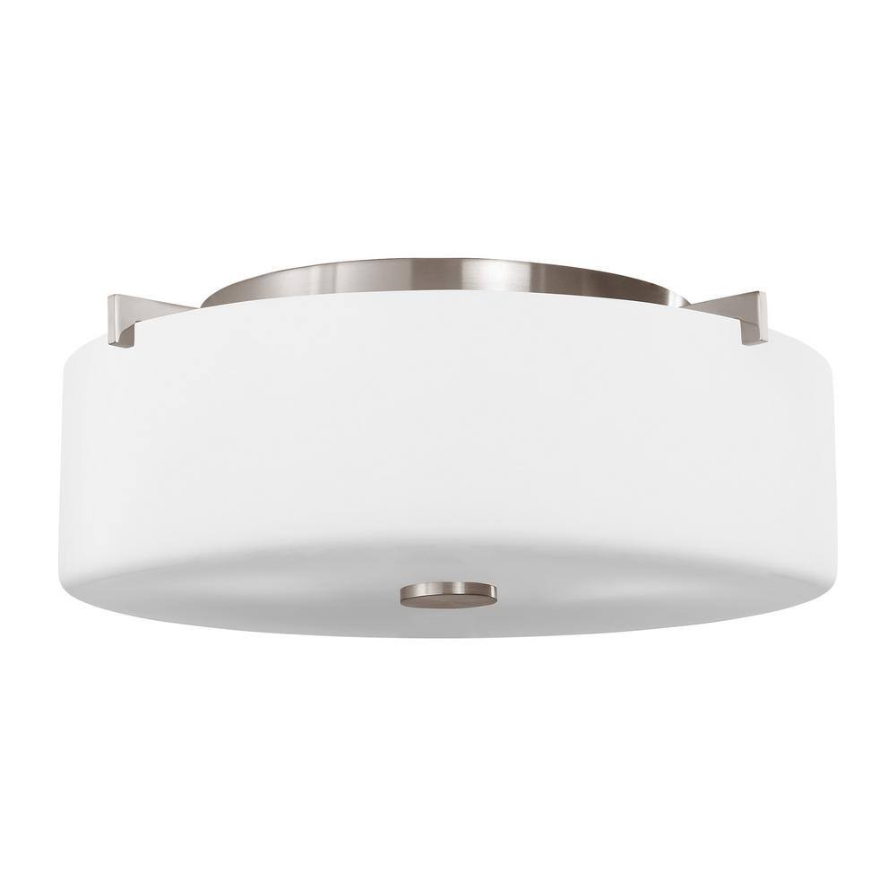 Sunset Drive 13.5 in. 2-Light Brushed Steel Flush Mount - Hercitys